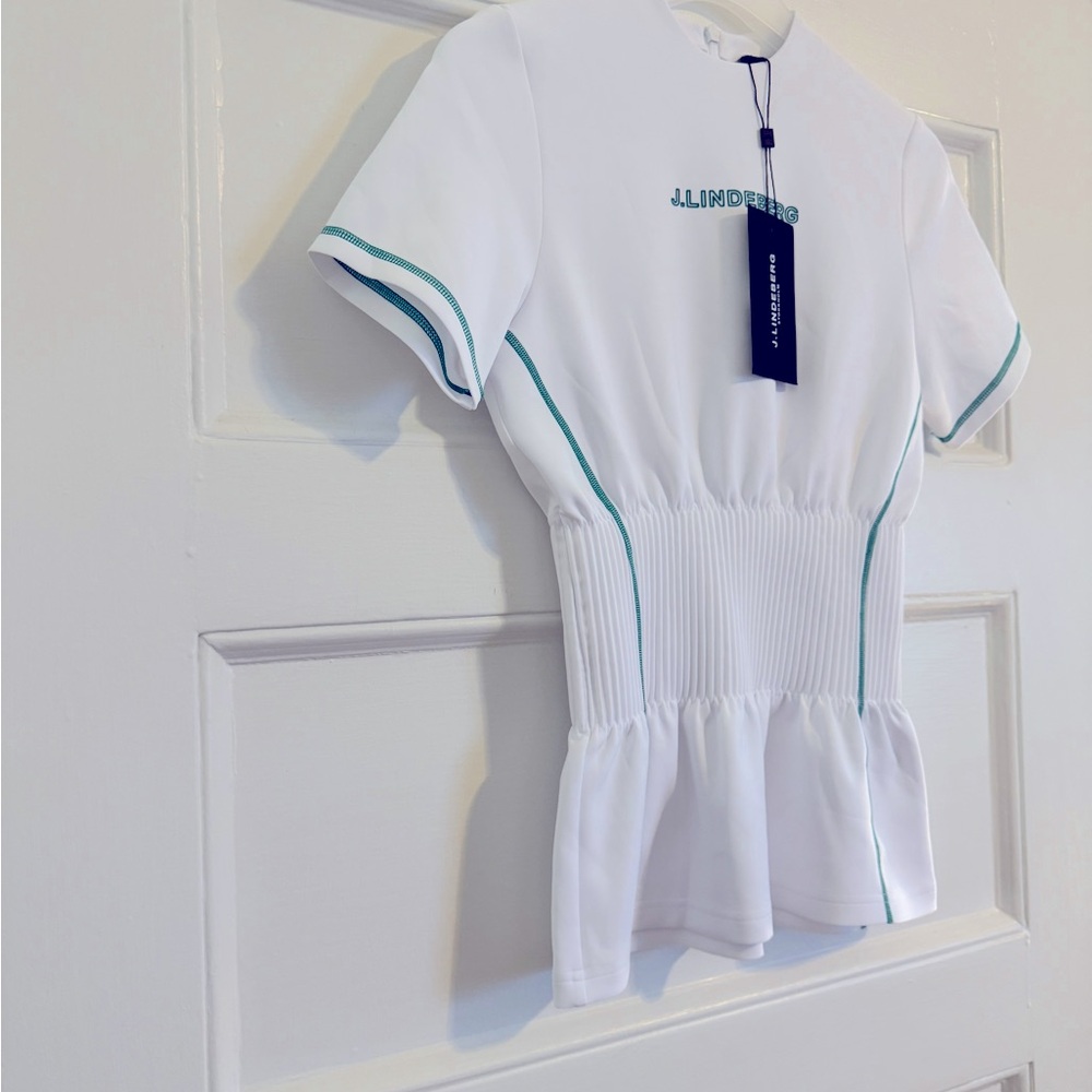 J. Lindeberg Kim White Short Sleeve Top - Women’s Size Small - NWT - Picture 3 of 8